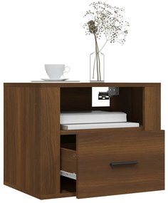 Mesa de cabeceira de parede 50x36x40 cm carvalho castanho
