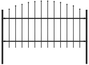 Cerca de jardim com topo em lanças (1-1,25)x1,7 m aço preto