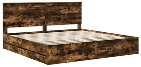 vidaXL Estrutura da Cama com gaveta Carvalho Defumado 200 x 200 cm