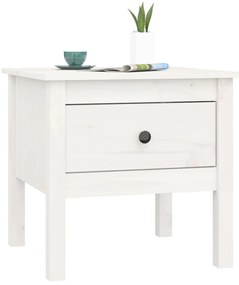 Mesas de apoio 2 pcs 50x50x49 cm madeira de pinho maciça Branco