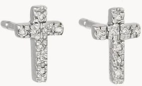 Brincos em ouro branco com diamantes Jolie Croix, 0,05 quilates