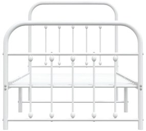 Estrutura de cama com cabeceira e pés 90x200 cm metal branco