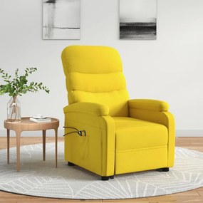 vidaXL Poltrona de massagens elevatória tecido amarelo