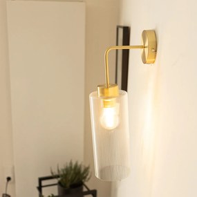 Candeeiro de Parede Art Déco Dourado com Vidro - Laura