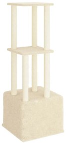 Árvore para gatos c/ postes arranhadores sisal 133,5 cm creme