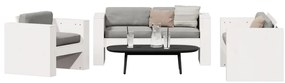 2 pcs conjunto lounge de jardim madeira de pinho maciça branco