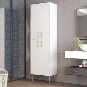 Armário Multiusos Berlin – Branco/Dourado – 60x202x35 cm