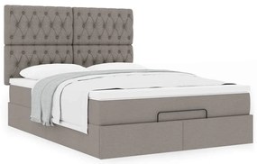 Estrutura de cama otomana com colchão tecido cinzento 140x200cm
