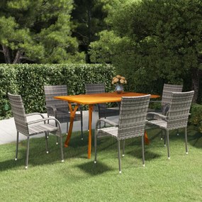 vidaXL 7 pcs conjunto de jantar para jardim cinzento