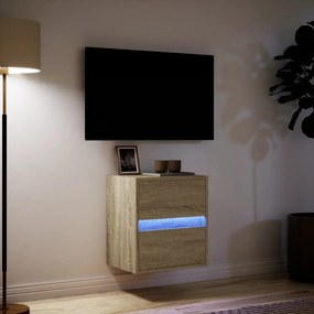 Móvel de parede p/ TV c/ luzes LED 41x31x45 cm carvalho sonoma