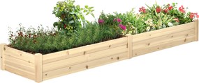 Floreira para horta de 244 x 61,5 x 27 cm. Inclui feltro de drenagem e divisória em madeira de abeto cor natural