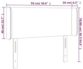 Cabeceira de cama c/ abas tecido 93x16x78/88 cm cinzento-escuro