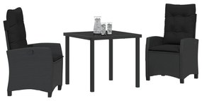 Conjunto de Jantar de Jardim 3 Peças com Almofadas - Rattan Sintético