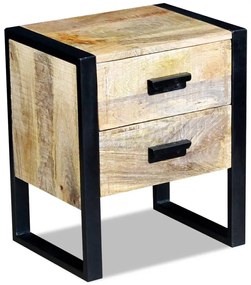 Mesa apoio 2 gavetas madeira de manga sólida 43x33x51 cm