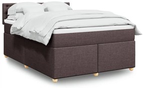 vidaXL Cama com molas/colchão 140x190 cm tecido castanho-escuro