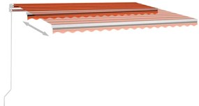 Toldo retrátil manual com LED 450x350 cm laranja e castanho