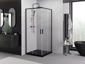 Mexen Exo cabine de duche quadrada de correr 90 x 90 cm, transparente, preta - 8111-090-090-70-00