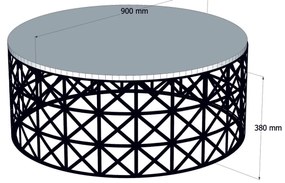 Mesa de Centro Selin Metal Ferforje – Nogueira/Preto – 90x90x38 cm