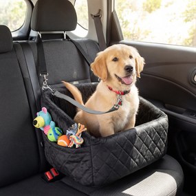 Transportadora de cães para Carro, 50 x 46 x 30 cm, Com Trela de Segurança, Preto