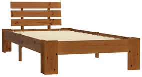 Estrutura de cama 90x200 cm pinho maciço castanho mel