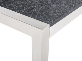 Mesa de refeições em inox e painéis de granito preto flameado 220 x 100 cm GROSSETO Beliani