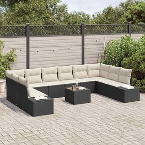 Conjunto de Sofá de Jardim de 10 Peças com Almofadas Marrons em Rattan