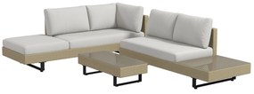 Conjunto de Móveis de Vime 3 Peças Mesa de Centro Sofá Duplo e Sofá de