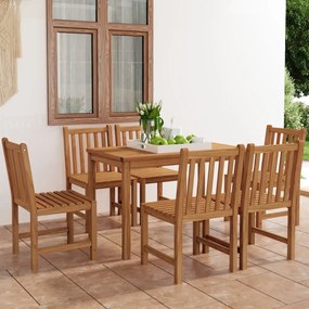 7 pcs conjunto de jantar p/ jardim madeira de teca maciça