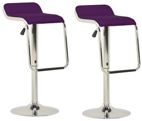 vidaXL Bancos de bar 2 pcs tecido roxo e madeira curvada