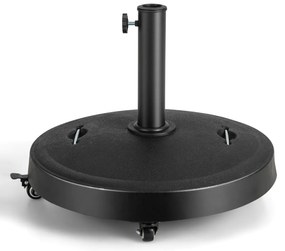 Base para guarda-sol de exterior, capacidade de carga de 23 kg com rodas, pegas, suporte de guarda-sol redondo de 52 cm para jardim e pátio
