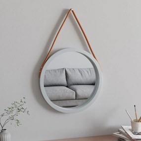 vidaXL Espelho de parede com alça Ø 45 cm prateado