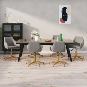 vidaXL Cadeiras de jantar giratórias 6 pcs veludo cinzento-claro