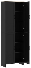 HOMCOM Armário de Cozinha Anti-Tombo Armário Multiusos com 4 Portas e Prateleiras Ajustáveis 60x30x170,5 cm Preto | Aosom Portugal