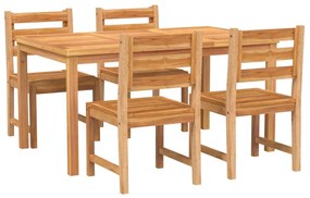 5 pcs conjunto de jantar p/ jardim madeira de teca maciça