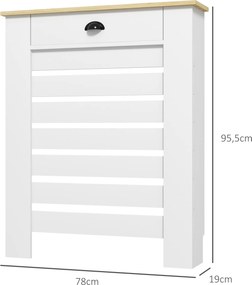 Cobertura para Radiador com Gaveta Cobertura para Radiador de MDF para Sala de Estar Dormitório Corredor 78x19x95,5 cm Branco