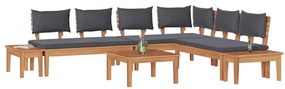 Conjunto de Bancos de Jardim com cortinas 3 pcs