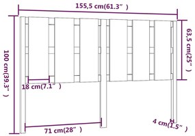 Cabeceira de cama 155,5x4x100 cm madeira de pinho maciça branco