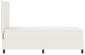 Cama Box Spring com Colchão Creme 80x200 cm Tecido de Veludo Cotelê