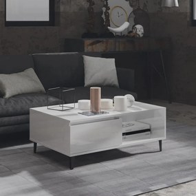 vidaXL Mesa de centro 90x60x35 cm contraplacado branco brilhante