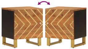Mesa de cabeceira madeira de mangueira maciça castanho e preto