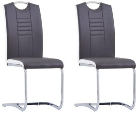 Cadeiras de jantar cantilever 2 pcs couro artificial cinzento