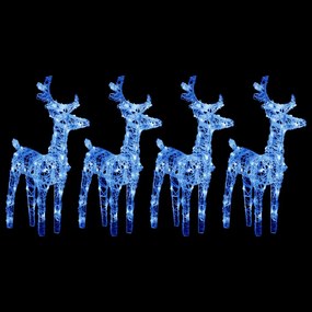 vidaXL Renas de Natal 4 pcs 160 luzes LED acrílico azul