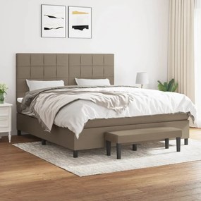 vidaXL Cama com molas/colchão 180x200 cm tecido castanho-acinzentado