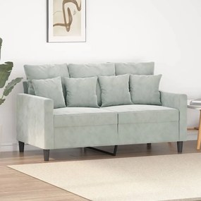 Sofá de 2 lugares 120 cm veludo cinzento-claro
