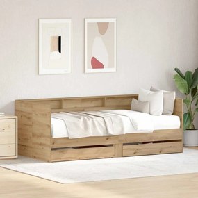 vidaXL Dia Bed com Gavetas Carvalho Artesanal Madeira de Engenharia