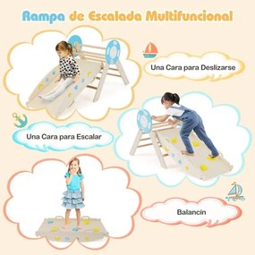 Conjunto triangular 8 em 1 de escalada para bebés com rampa, escada e arco de escalada Montessori de madeira Natural