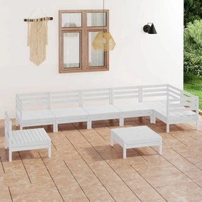 vidaXL 8 pcs conjunto lounge de jardim pinho maciço branco