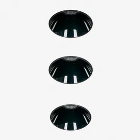 Pack De 3 Downlights Led Embutidos Sem Moldura Trimless Redondos Em Alumínio Luisiana Preto & Branco 3000k & Ø6,8 Cm & 8 W & 38º - Sklum