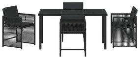 Conjunto de Jantar para Jardim com 5 Peças e Almofadas Preto Poli Ratt