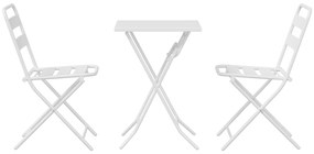Conjunto Bistro Dobrável 3 Peças Branco Aço